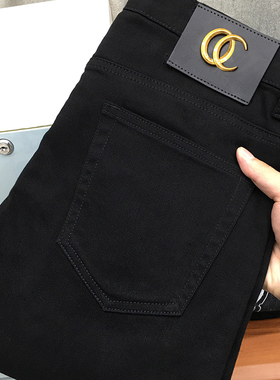 黑色牛仔裤男秋冬款欧货潮流韩版休闲百搭弹力修身小脚裤加绒加厚