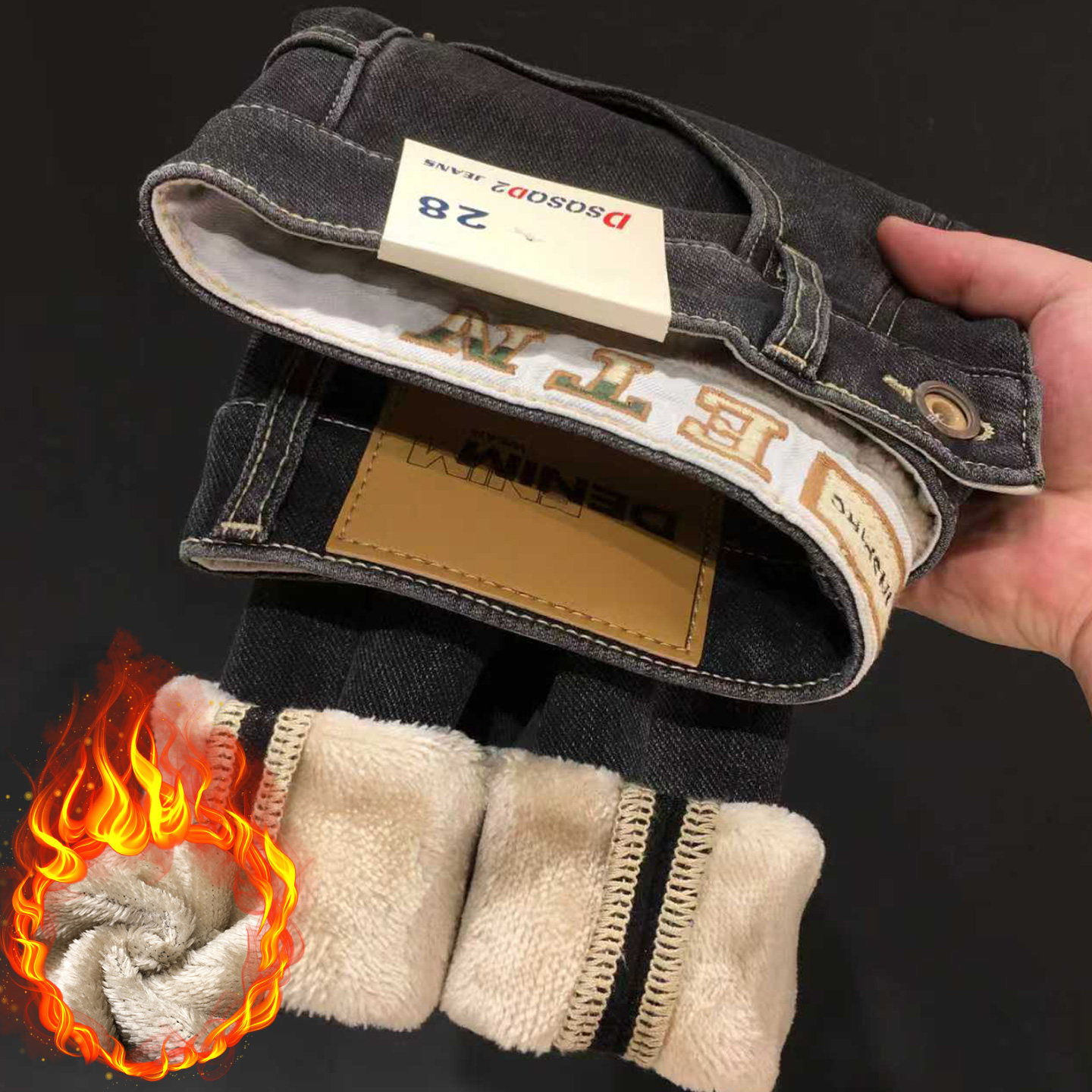 冬季加绒新款牛仔裤男保暖欧洲站潮牌高端潮流休闲弹力修身小脚裤,男装,牛仔裤,淘宝优惠券,粉丝福利购,淘宝优惠卷