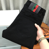 九分黑色牛仔裤 男直筒宽松休闲修身 小脚纯黑长裤 小蜜蜂秋季 秋冬款