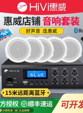 惠威TD206背景音乐功放套装餐厅嵌入式吸顶喇叭吊顶天花音响套餐