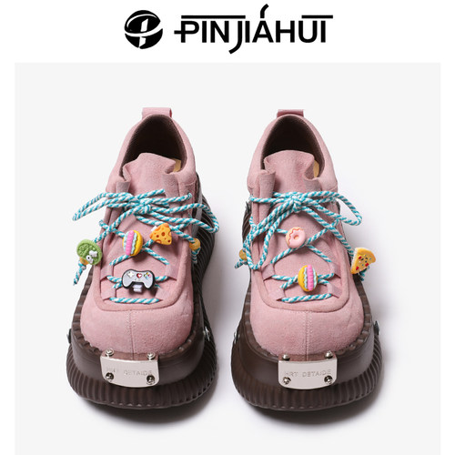 丑萌厚底鞋女小众设计可爱真皮鞋