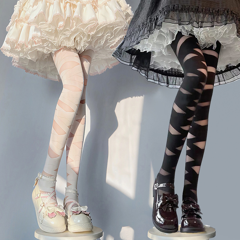 猩猩●绑带连裤袜Lolita优雅病傲少女袜崩坏人偶硬妹透肉搭配袜子