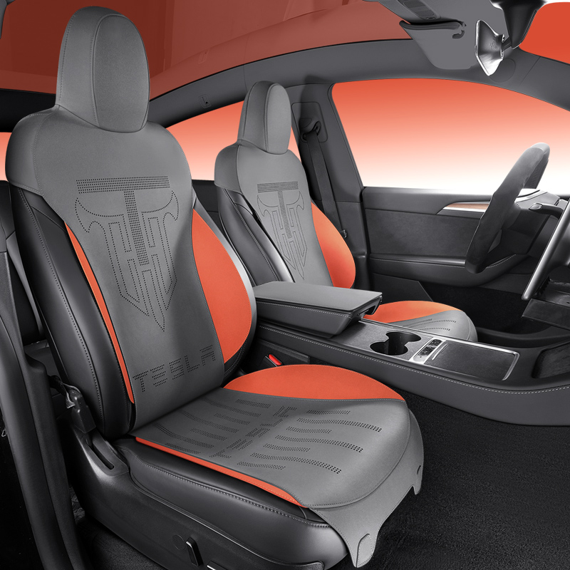 特拉专用汽车坐垫modelY座垫Tesla3翻毛皮马鞍垫四季通用座椅套
