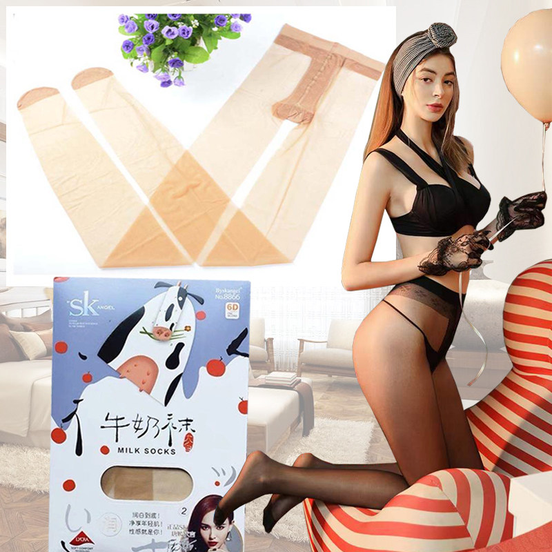 SK8866夏6D蕾丝T裆无痕性感脚尖加固超薄连裤袜牛奶丝袜 - 实物图