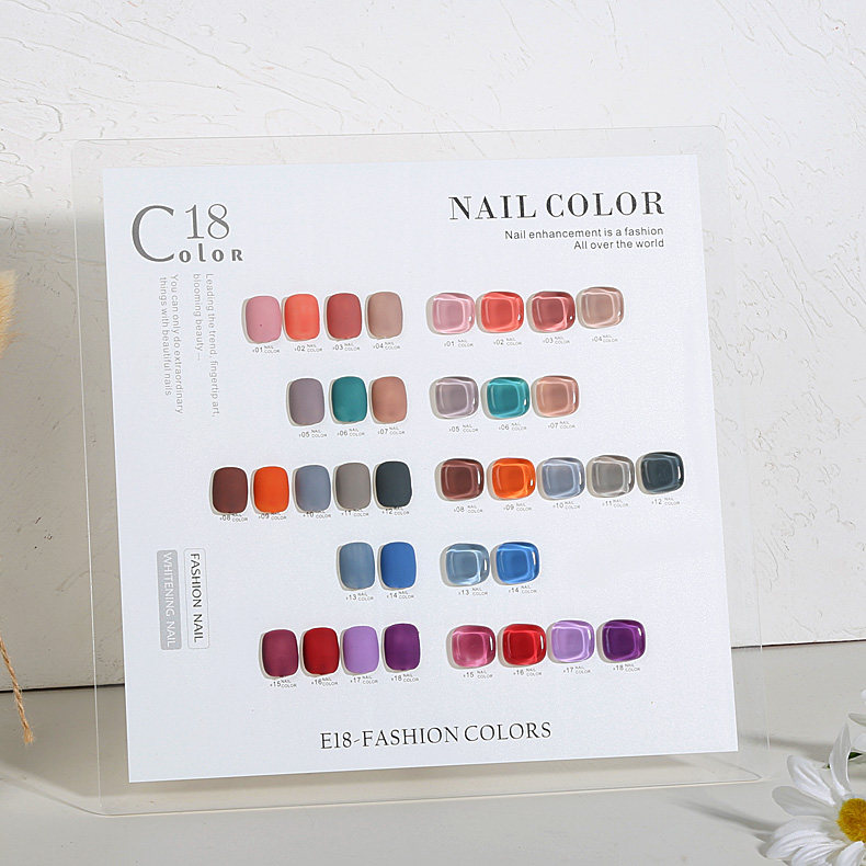 18色甲油胶颜色展示板透明正方形亚克力板美甲店拓客色板送甲片