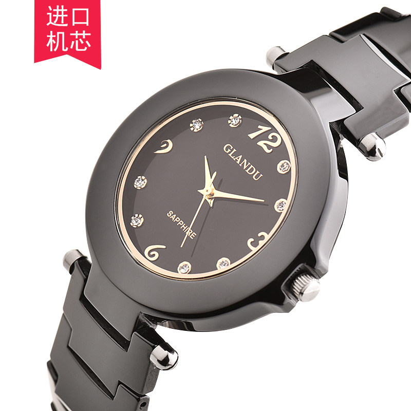 正品手表 男士时尚休闲陶瓷防水石英表 进口机芯潮流贝母韩版男表