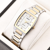 时尚 2023正品 男表 长方形防水石英表 日本双历机芯 谛诺手表 男士