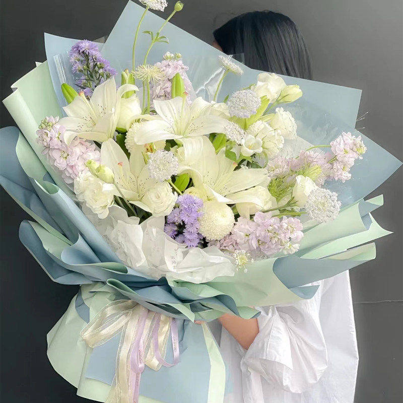 全国百合康乃馨花束鲜花速递同城配送妈妈母亲北京广州上海深圳