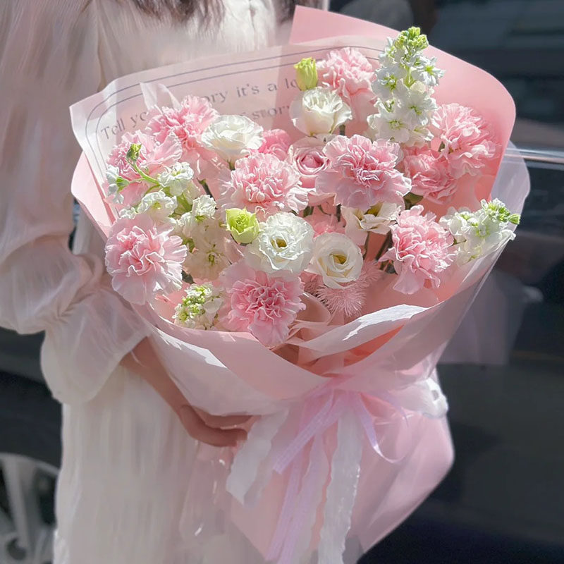 康乃馨花束配送妈妈长辈生日祝福鲜花速递同城广州深圳珠海东莞店