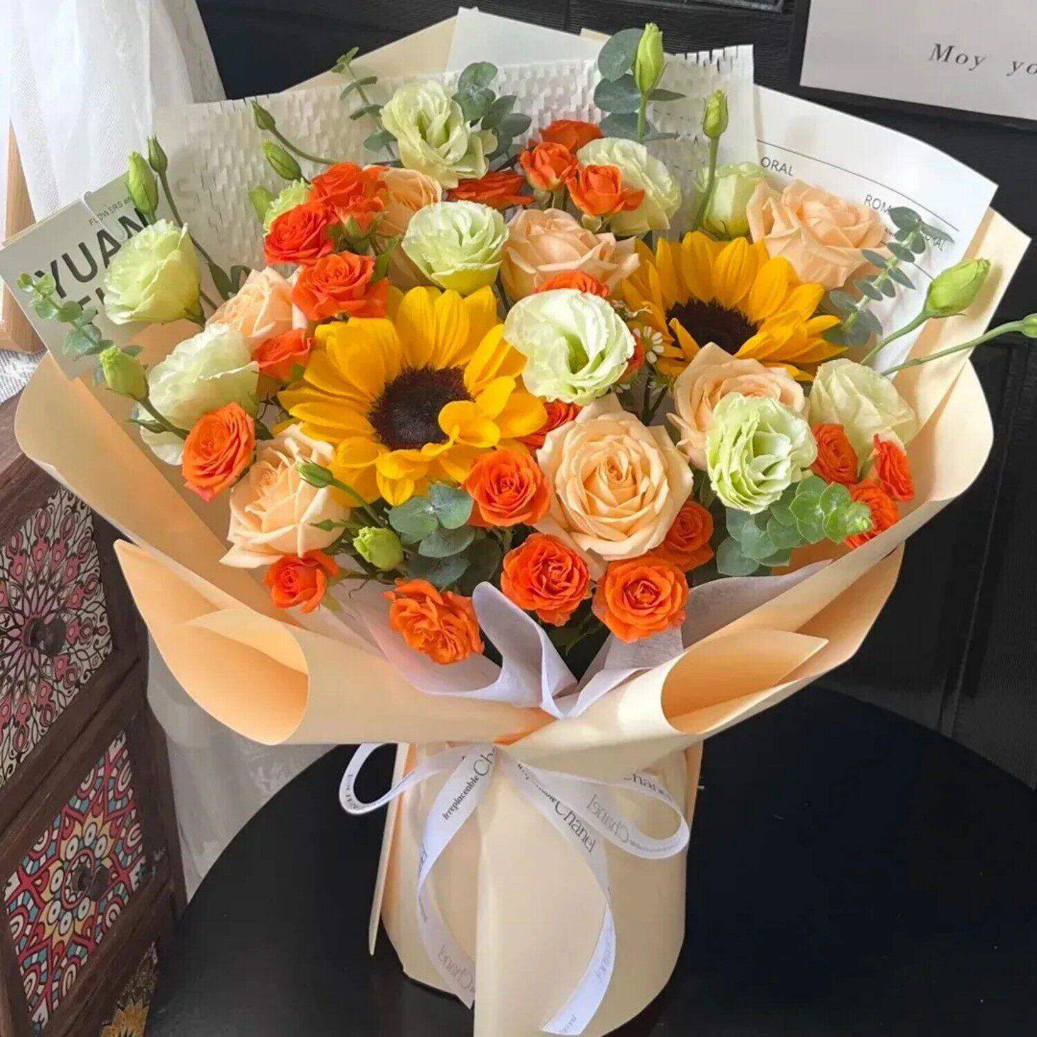 教师节礼物向日葵香槟花束鲜花同城配送爸爸长辈老师生日礼物店
