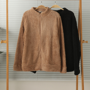 特价外贸女珊瑚绒双面绒立领长袖家居服睡衣上衣拉链外套保暖秋冬