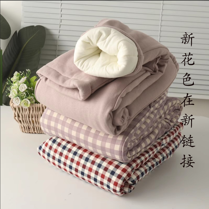 女纯棉三层夹棉加厚高腰带口袋家居裤棉裤厚实保暖冬内搭柔软