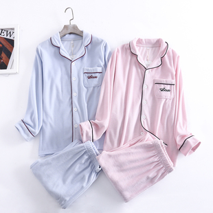 睡衣家居服套装 日系女士天鹅绒开衫 长裤 贴身纯棉长袖 秋冬 款