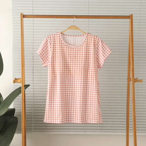 女纯棉带胸垫短袖家居服睡衣夏