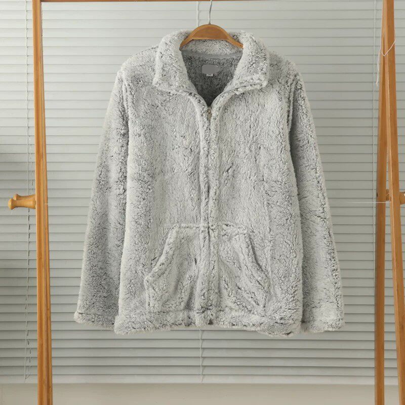 小码特价外贸女加厚珊瑚绒开衫长袖家居服睡衣上衣保暖秋冬内搭