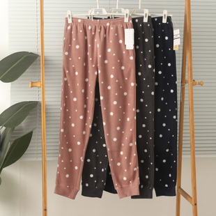 外贸女摇粒绒薄绒抓绒高腰带口袋家居裤睡裤裤子长裤保暖秋冬
