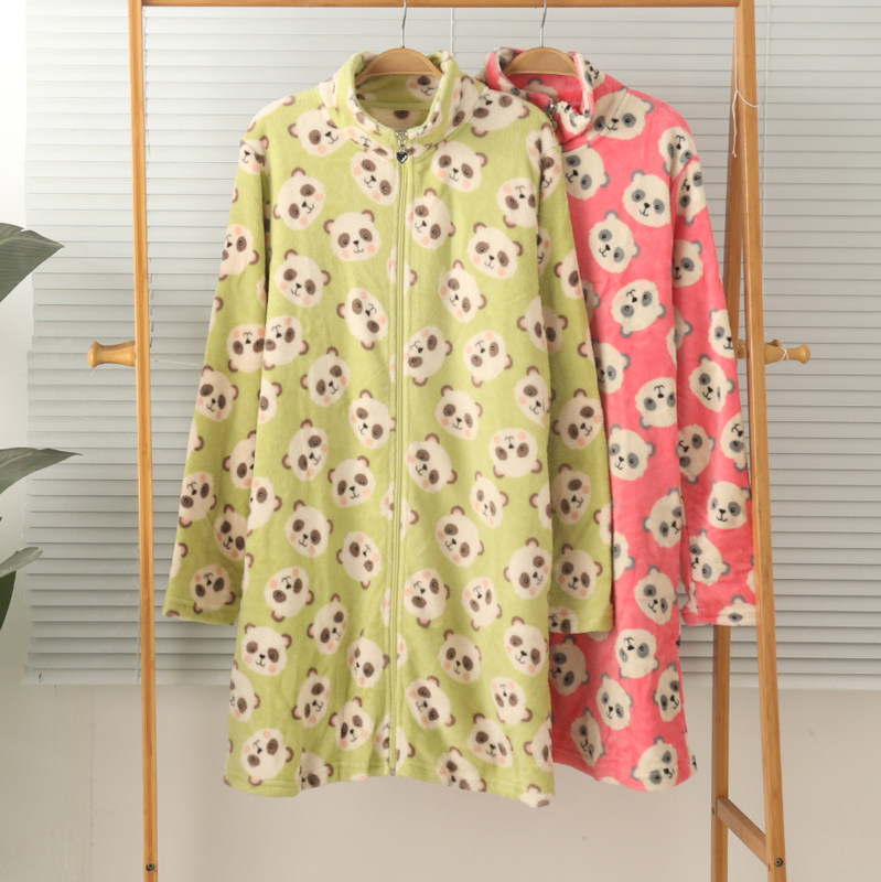 外贸女士珊瑚绒开身护颈长袖家居服短款小睡袍睡裙保暖秋冬大码,女士内衣/男士内衣/家居服,睡衣/家居服套装,淘宝优惠券,粉丝福利购,淘宝优惠卷