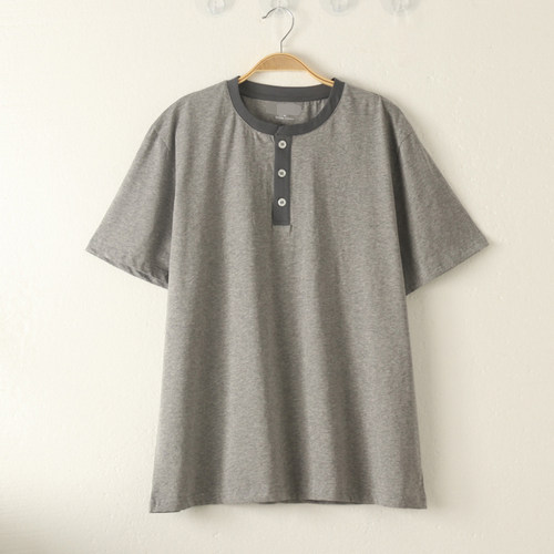 男纯棉短袖家居服睡衣上衣夏大码