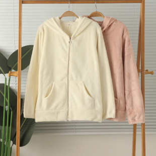 特价 开身家居服上衣睡衣带帽外套保暖冬 女法兰绒珊瑚绒长袖