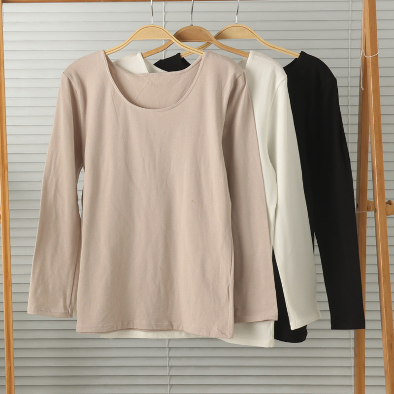 外贸女士纯棉弹力圆领长袖打底衫内搭T恤家居服睡衣上衣春秋,女士内衣/男士内衣/家居服,吊带/背心/T恤/打底/肌底衣,淘宝优惠券,粉丝福利购,淘宝优惠卷