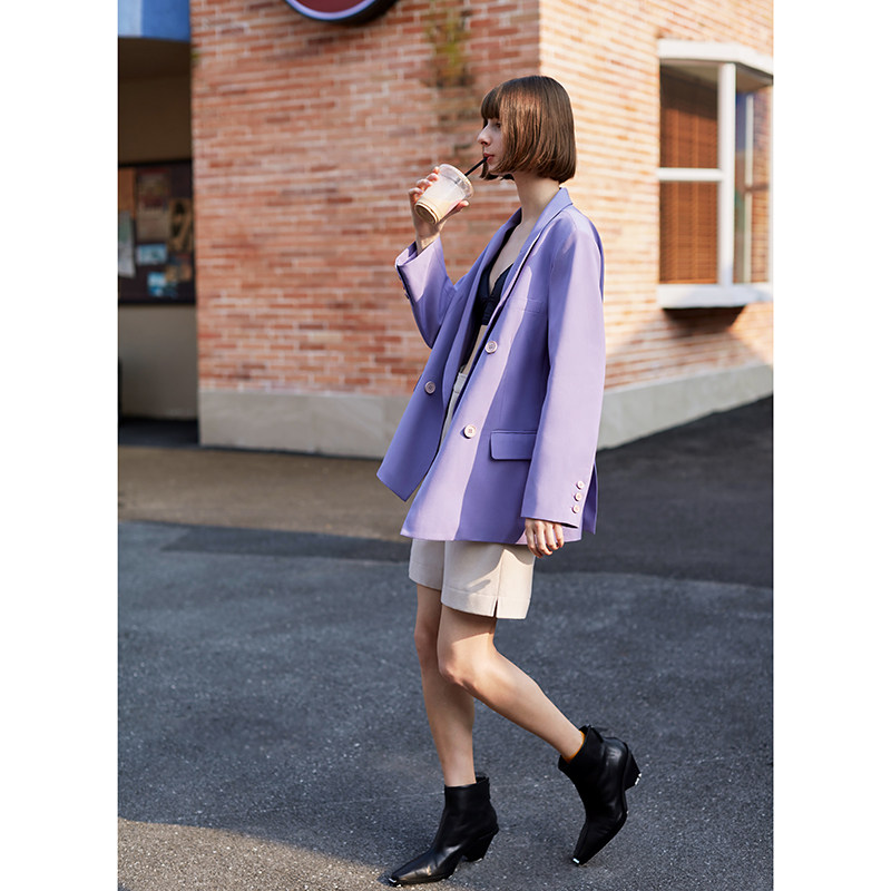 AEL ORIGINAL CUSTOM INS SUPER HOT HONG KONG FLAVOR RETRO PURPLE INTERNET CELEBRITY BLAZER WOMENS LOOSE SUIT TOP
