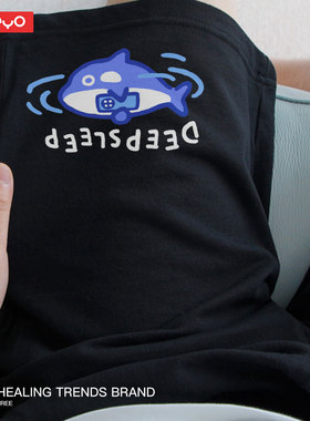 悦游 deepsleep 2025夏季纯棉宽松中裤短裤男休闲原创鲨鱼虎鲸