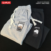 高街猫咪咖啡宽松束脚休闲裤 悦游 纯棉 卫裤 男春秋季 摩卡拿铁 薄款