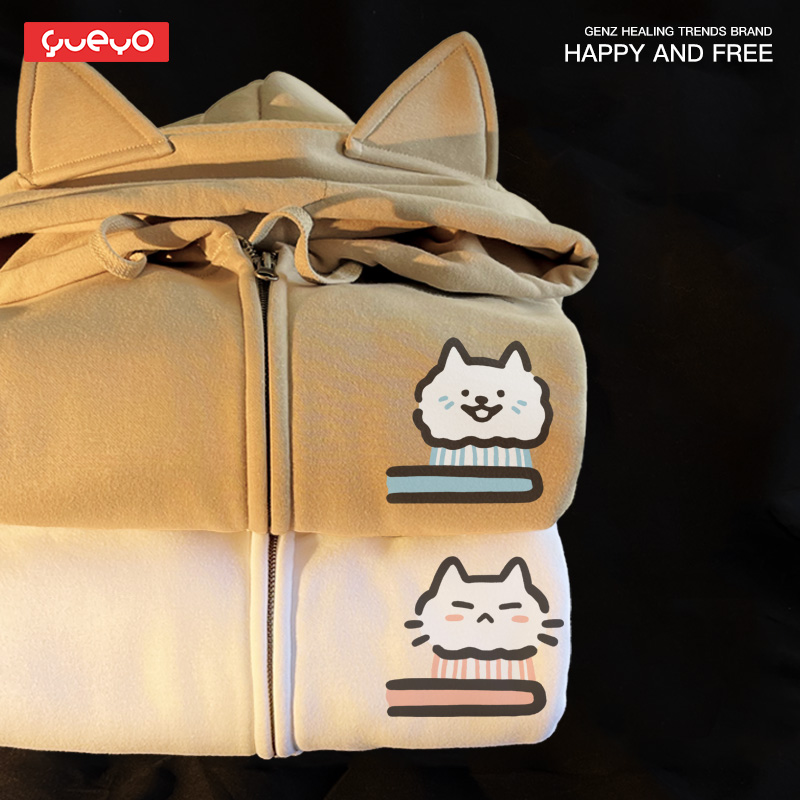 牙刷猫狗悦游潮流猫耳加绒卫衣