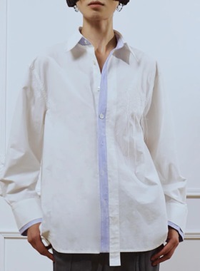 PROFILLZERO 刺绣花双袖口衬衫白色 24-prefall-profi11zero