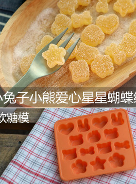 送滴管diy出口日本 小熊兔子爱心星星棒棒糖水晶滴胶迷你软糖硅胶