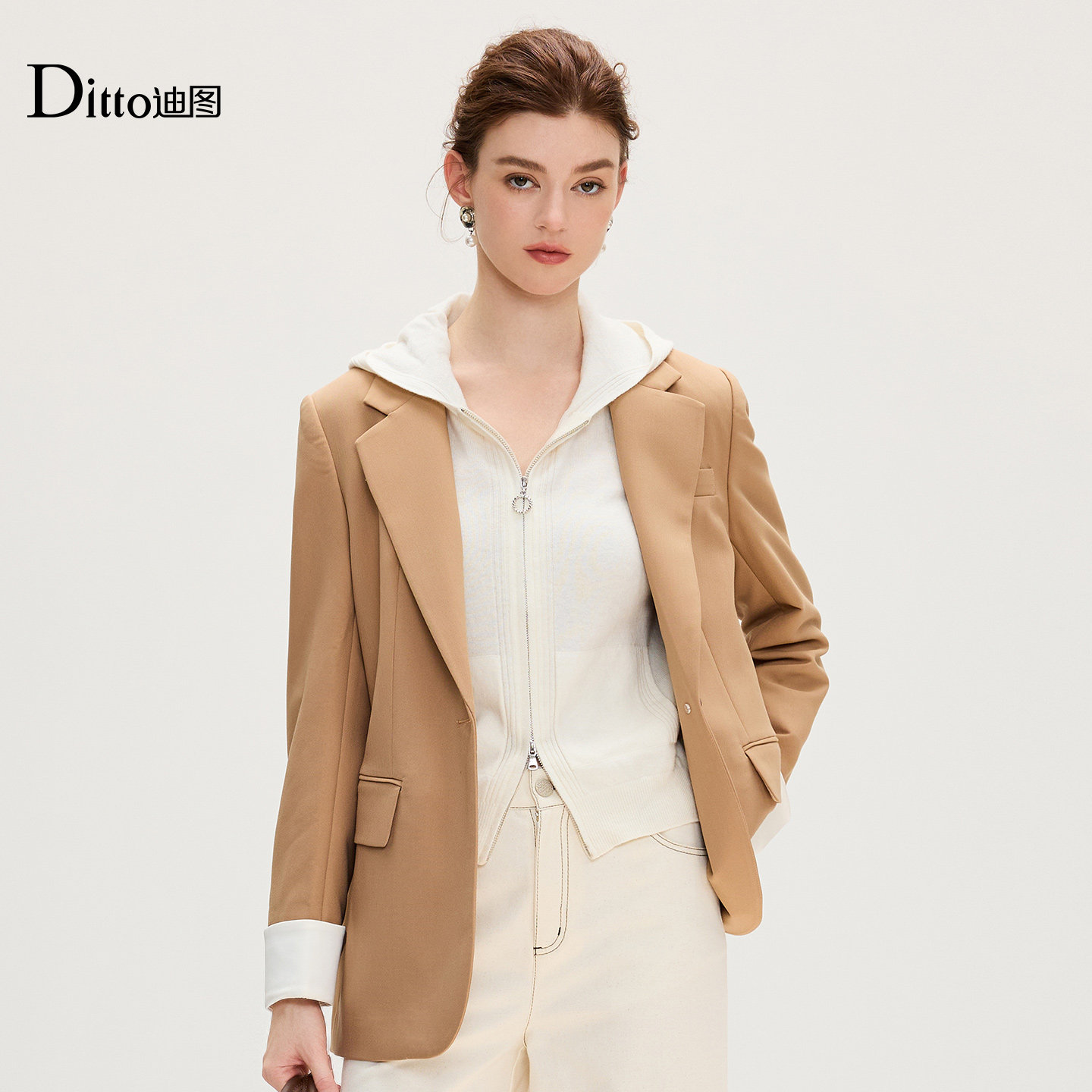 ditt迪图时尚通勤西装外套女秋长袖修身显瘦西服气质优雅职场上衣