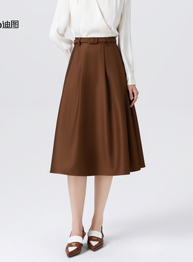 迪图2025秋冬新款高级感赫本风伞裙法式修身显瘦百搭高腰半身裙