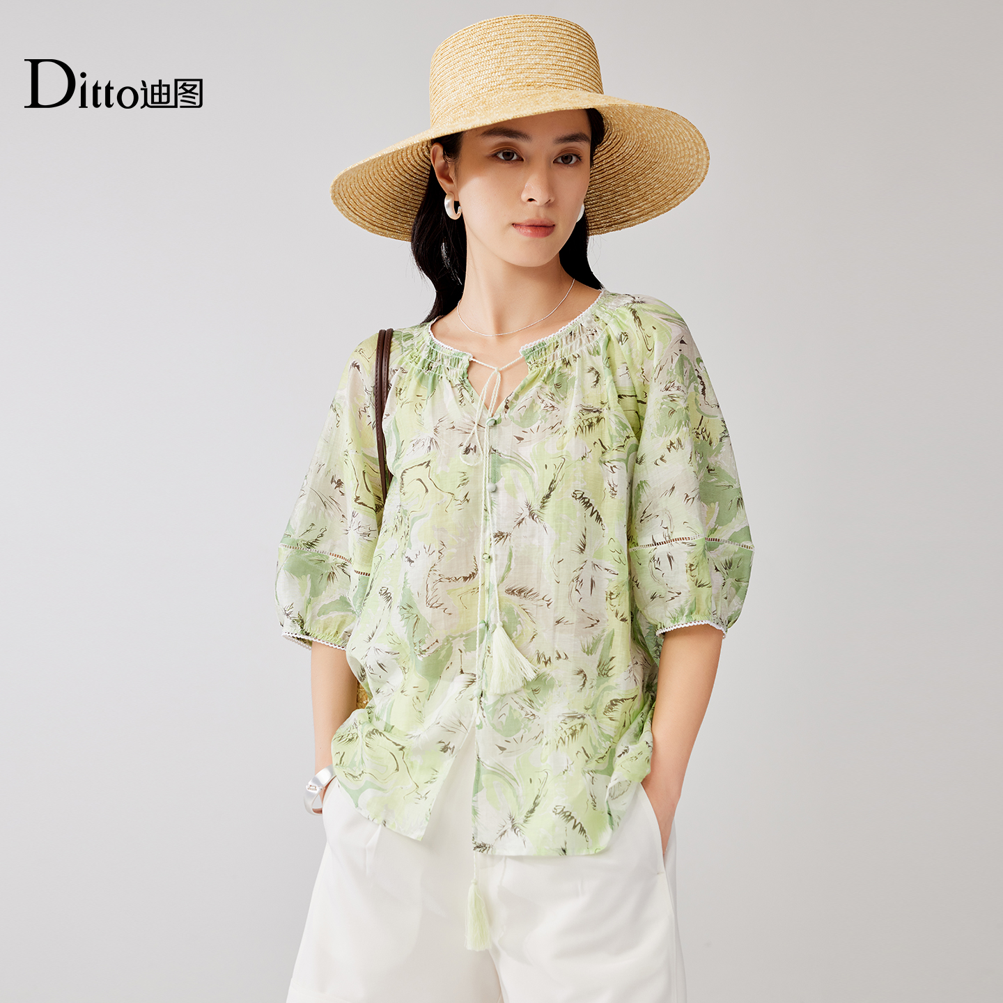 Ditto/迪图2025秋季新款碎花上衣