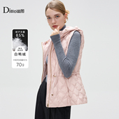Ditto 设计感休闲马夹 菱形连帽羽绒马夹女时尚 迪图2025秋季 新款