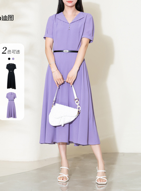 Ditto/迪图2025秋季新款高级质感修身优雅A字裙法式连衣裙