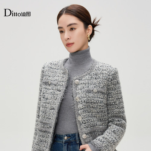 粗花呢小香风短外套女