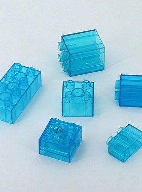 兼容某高大颗粒砖块发光透明蓝紫色4孔8孔积木教具装饰零配件海洋