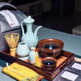 宋代点茶全套器具建盏茶具百本立茶筅抹茶粉茶百戏工具收纳包套装