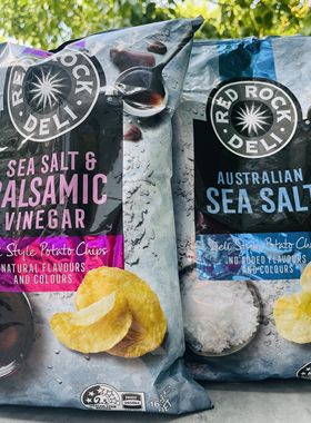 到3月Red Rock Deli澳大利亚薯片红岩海盐味/海盐醋味165g薯片