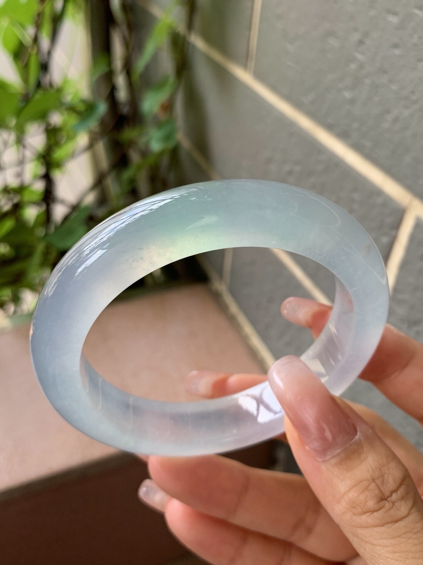 【小陈翡翠】缅甸天然翡翠A货冰种浅绿55-56正圈翡翠手镯
