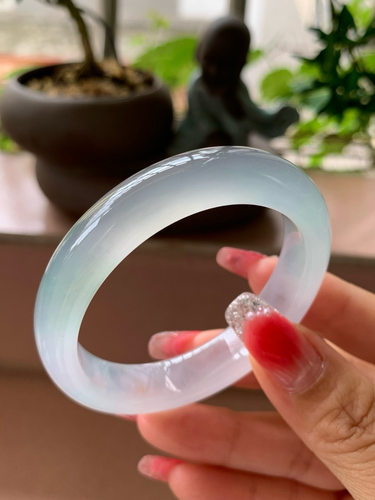 【小陈翡翠】缅甸天然翡翠A货冰种52-53贵妃翡翠手镯