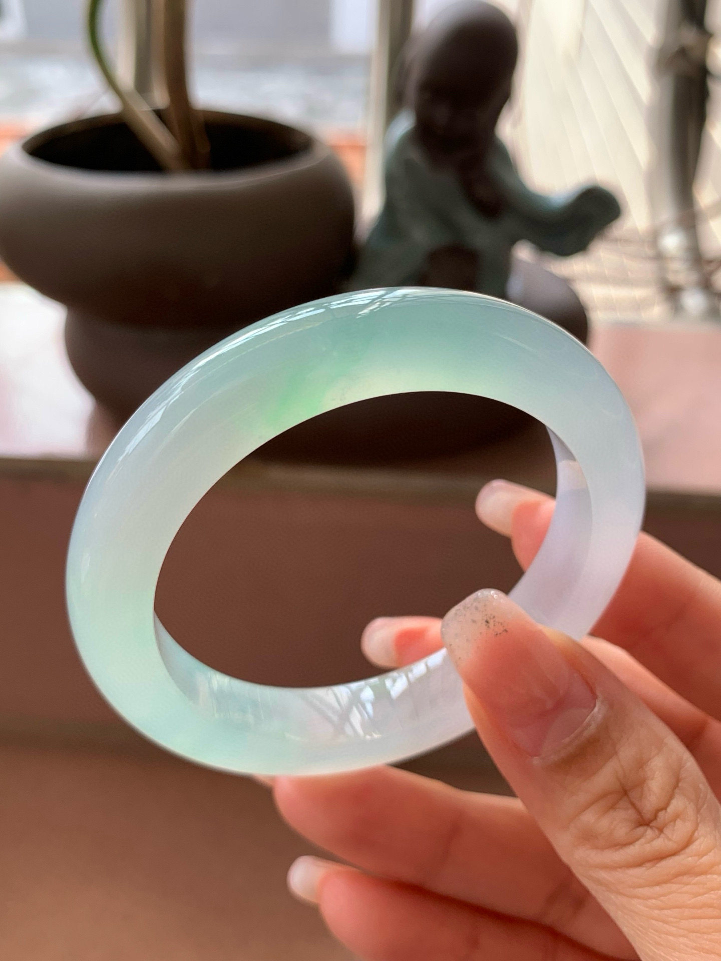 【小陈翡翠】缅甸天然翡翠A货冰种晴底49-50小圈口正圈翡翠手镯