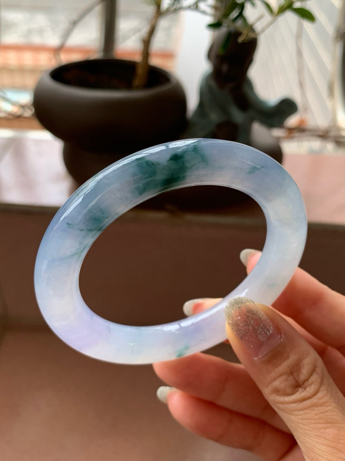 【小陈翡翠】缅甸天然翡翠a货紫罗兰飘兰花莫奈花园53圆条手镯,珠宝/钻石/翡翠,手镯,淘宝优惠券,粉丝福利购,淘宝优惠卷