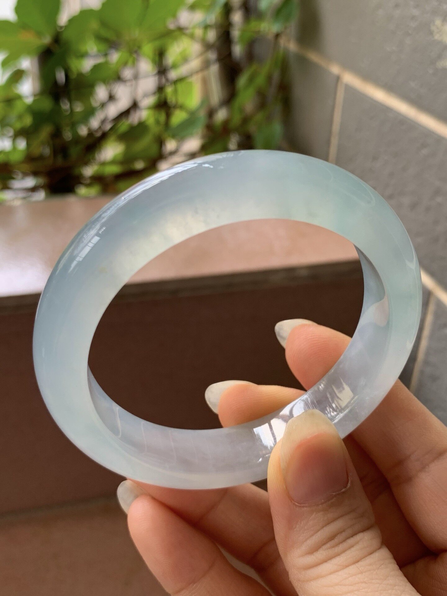 【小陈翡翠】缅甸天然翡翠A货冰蓝底54-55正圈翡翠手镯