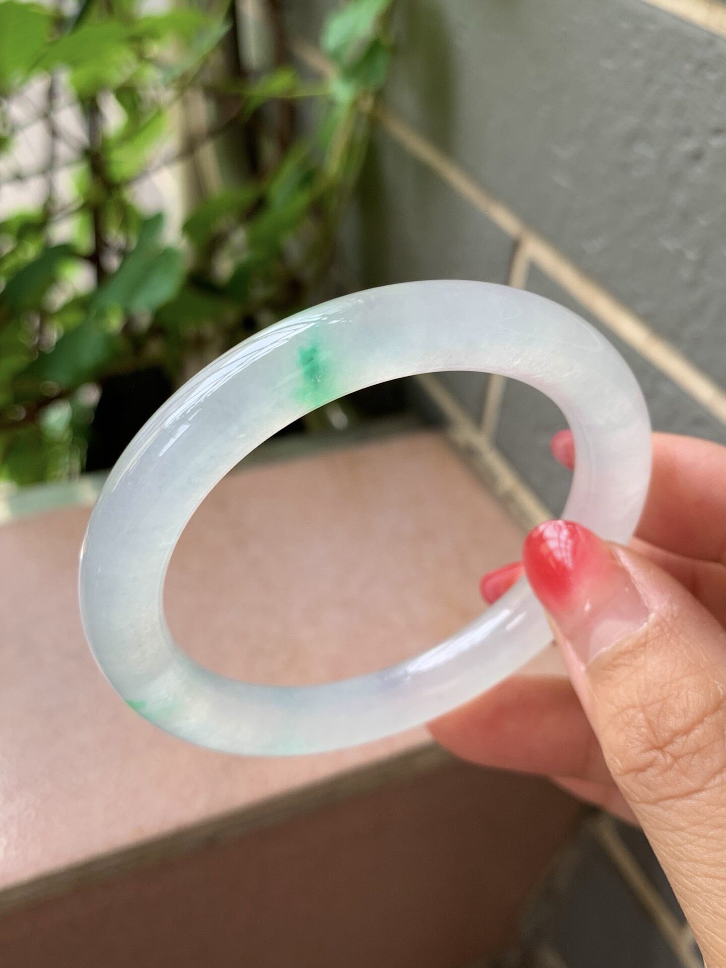 【小陈翡翠】缅甸天然翡翠A货冰种飘金丝绿50圆条翡翠手镯
