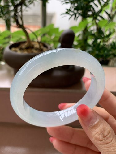 【小陈翡翠】缅甸天然翡翠A货冰晴56正圈翡翠手镯