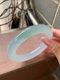 55胖圆条翡翠手镯 缅甸天然翡翠A货冰种晴底54 小陈翡翠