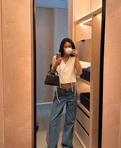 醋酸混纺马甲气质极简V领背心