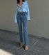 巨显腿直高腰直筒牛仔烟管裤 pepamack 土耳其重磅蓝牛 新款 春季