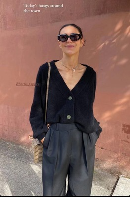 羊绒单排扣V领保暖针织开衫